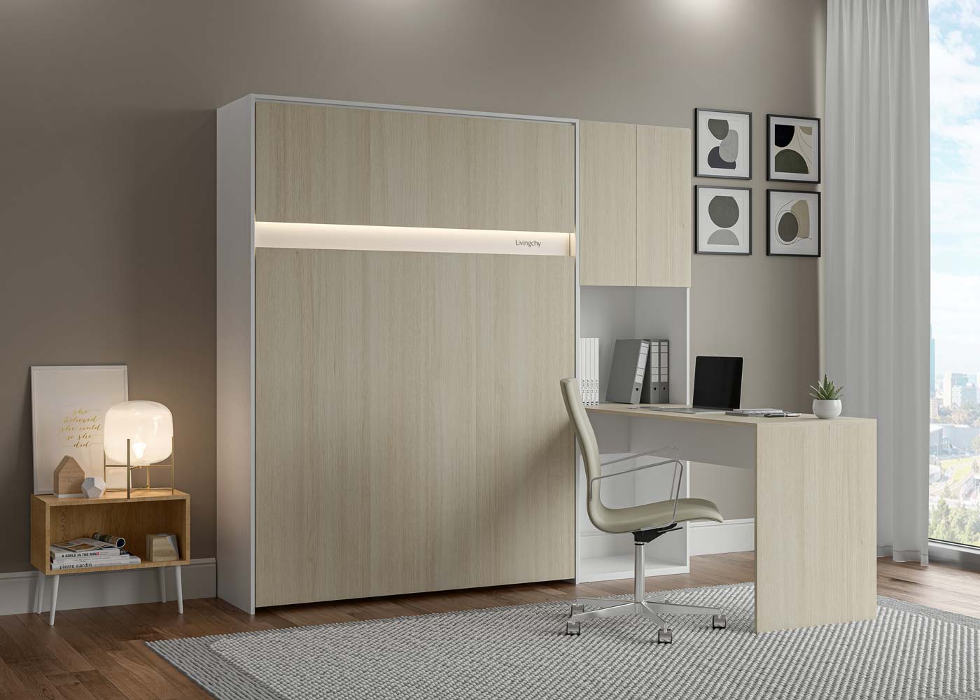 Efficient Vertical Free Spirit Murphy Bed With Desk Efficient Vertical Free Spirit Murphy Bed With Desk