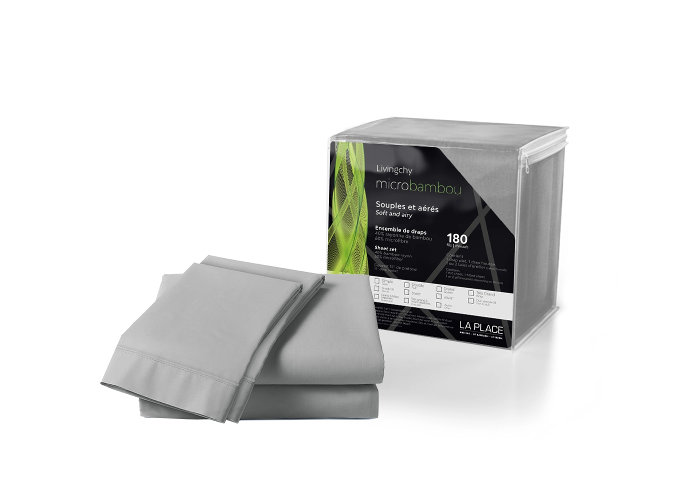 Ensemble de draps de rayonne de bambou et microfibre ultradoux